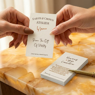 Chic Earthy Cream Hair Studio Referral Branding Business Card