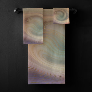 Chic Earthy Strata Natural Copper Stone Agate Bath Towel Set