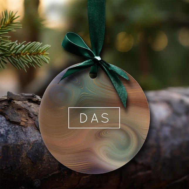 Chic Earthy Strata | Natural Copper Stone Agate Ceramic Ornament (Creator Uploaded)