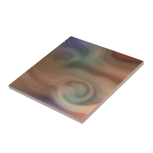 Chic Earthy Strata | Natural Copper Stone Agate Ceramic Tile (Side)