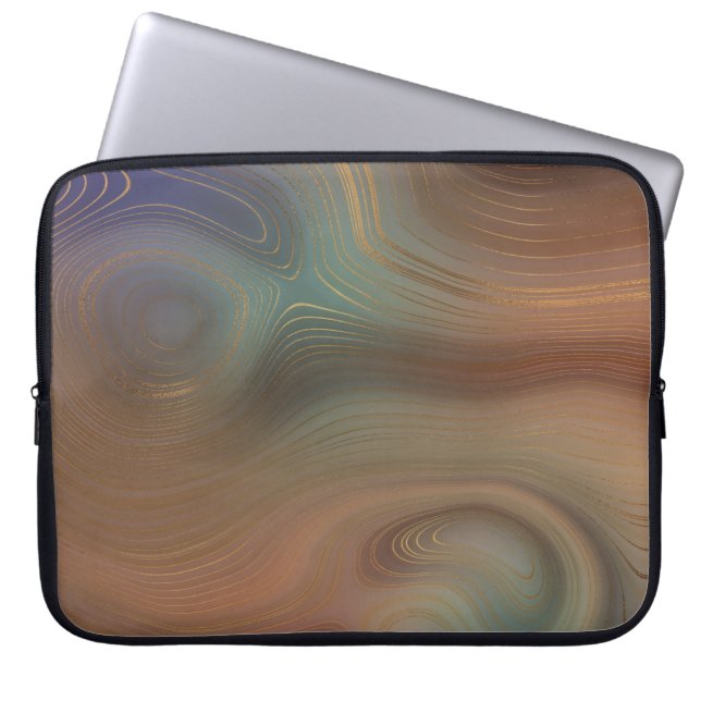 Chic Earthy Strata | Natural Copper Stone Agate Laptop Sleeve (Front)