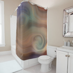 Chic Earthy Strata   Natural Copper Stone Agate Shower Curtain
