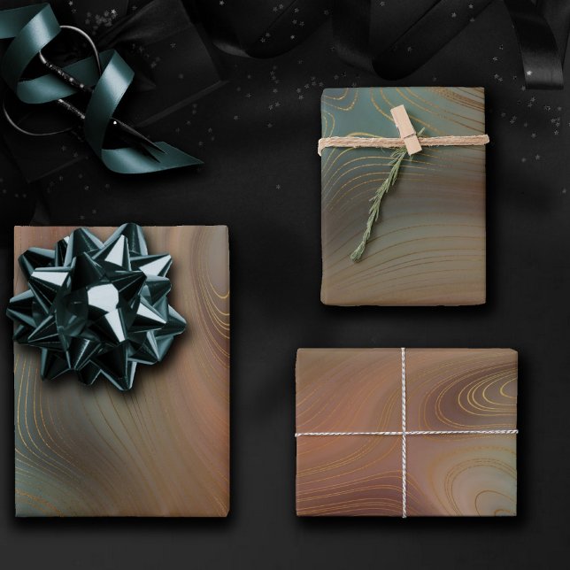 Chic Earthy Strata | Natural Copper Stone Agate Wrapping Paper Sheet (Creator Uploaded)