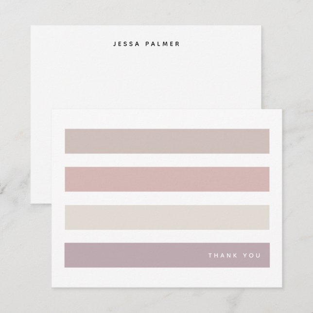 Chic Earthy Stripes Thank You Card (Front/Back)