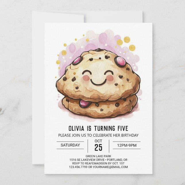 Chic Editable Chocolate Cookies Birthday Invitation (Front)