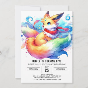 Chic Editable Fox Birthday Invitation