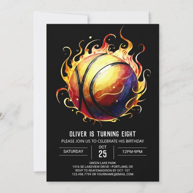 Chic Editable Fun Basketball Birthday Invitation (Front)