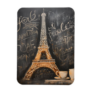 Chic Eiffel Tower Cafe Coffee Chalkboard Paris Magnet