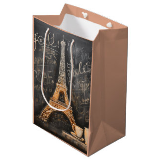 Chic Eiffel Tower Cafe Coffee Chalkboard Paris Medium Gift Bag
