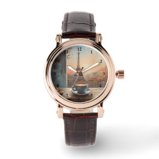 Chic Eiffel Tower Cafe Coffee Chalkboard Paris Watch
