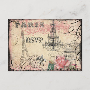 Chic Eiffel Tower & Chandelier RSVP Card