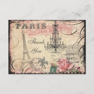 Chic Eiffel Tower & Chandelier Thank You Card
