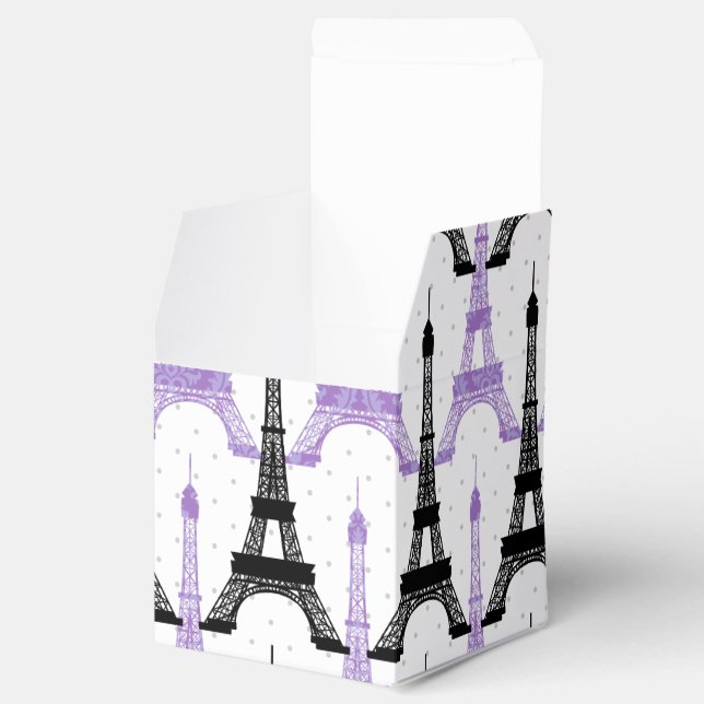 chic Eiffel tower Purple Personalised favour boxes (Opened)