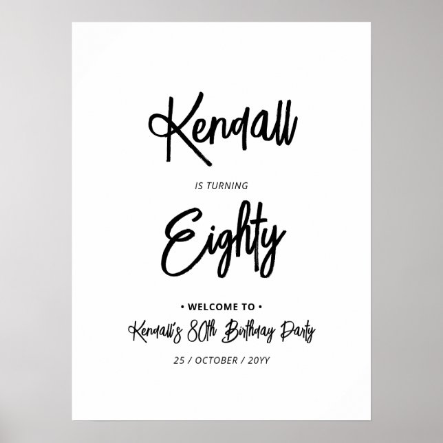 Chic Eighty 80th Birthday Party Welcome Sign (Front)