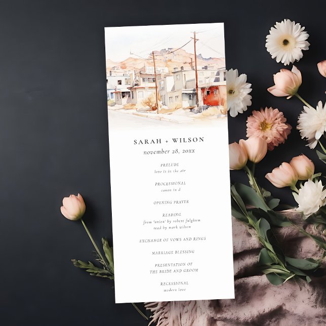 Chic El Paso Texas City Scape Wedding Program (Creator Uploaded)