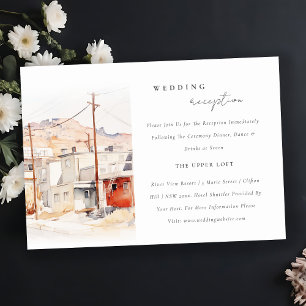 Chic El Paso Texas City Scape Wedding Reception Enclosure Card