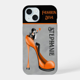 Chic Elegance: Fashionable Lady Blowing a Kiss iPhone 15 Case