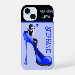 Chic Elegance: Fashionable Lady Blowing a Kiss iPhone 15 Case