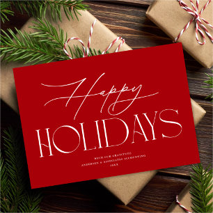 Chic Elegance Happy Holidays Non Photo Business Holiday Card