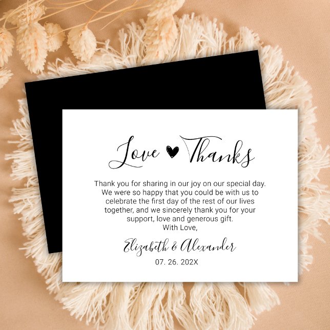 Chic Elegance Heart Script Wedding Thank You Card (Creator Uploaded)