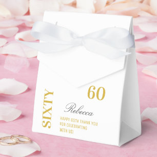 Chic Elegant 60th Birthday White Gold Thank You Favour Box