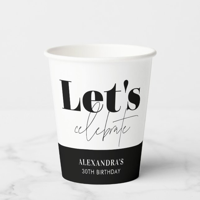 Chic Elegant Birthday Let’s Celebrate Birthday  Paper Cups (Back)