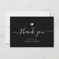 Chic Elegant Black Modern Script Rose Gold Heart