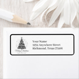 Chic Elegant Black White Christmas Mail Return Address Label
