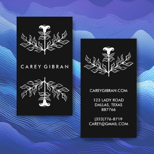 Chic Elegant Black White Lily Line Drawing CUSTOM Business Card