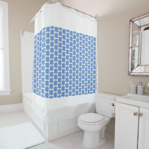 Chic Elegant Blue Honeycomb Pattern White Borders Shower Curtain