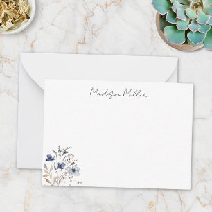 Chic Elegant Blue Wildflower Floral Card