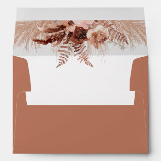 Chic Elegant Boho Pampas Grass Rust Envelope