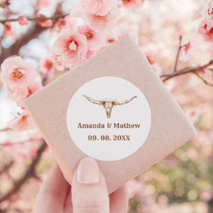 Chic & Elegant  Boho Western Cowboy Wedding  Classic Round Sticker
