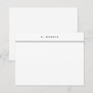 Chic Elegant Border Black White Personalised Flat Card