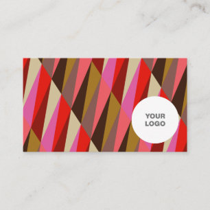 Chic Elegant Bright Colour Pattern Pink Logo Business Card