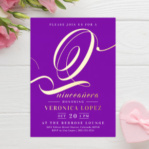 Chic Elegant Bright Purple 15th Quinceañera Party