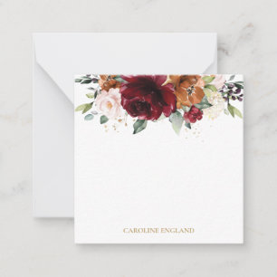 Chic Elegant Burgundy Orange Blush Ivory Floral Card