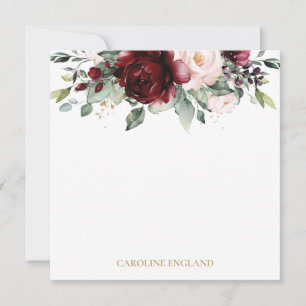 Chic Elegant Burgundy Red Pink Blush Floral Card
