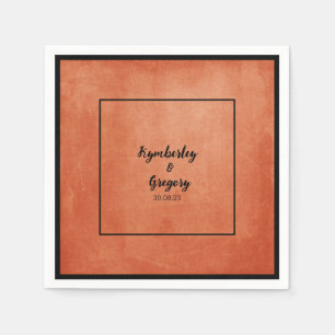 Chic Elegant Burnt Orange Black Name Napkin