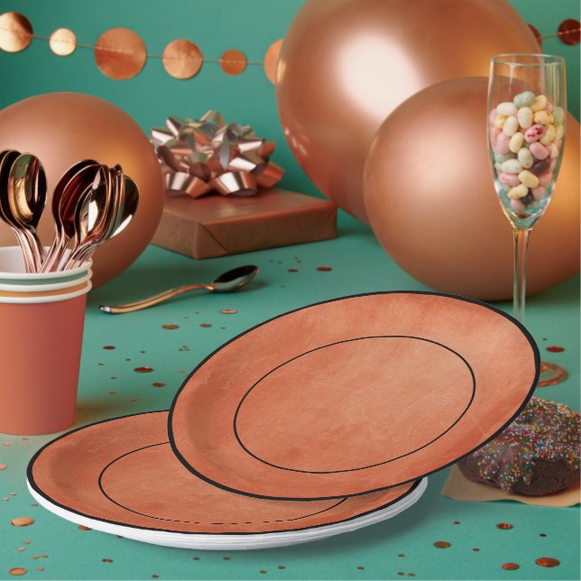 Chic Elegant Burnt Orange Ember Dreams Collection Paper Plate (Multi)