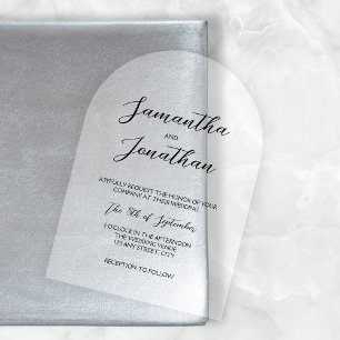 Chic Elegant Calligraphy Script Arch Wedding Acrylic Invitations