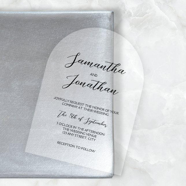 Chic Elegant Calligraphy Script Arch Wedding  Acrylic Invitations (Chic Elegant Calligraphy Script Arch Wedding Acrylic Invitations)