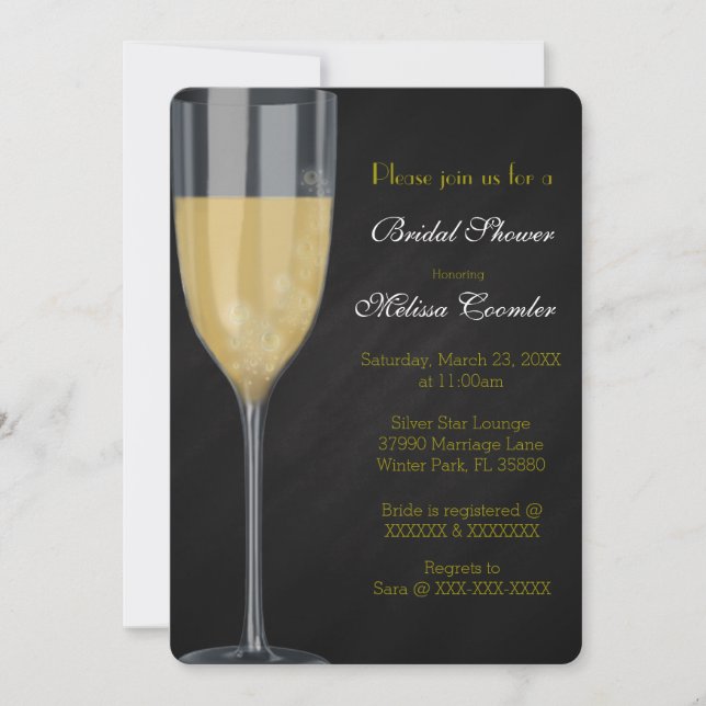 Chic Elegant Champagne Bridal Shower Invite (Front)