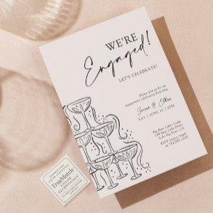 Chic Elegant Champagne Engagement Party Invitation