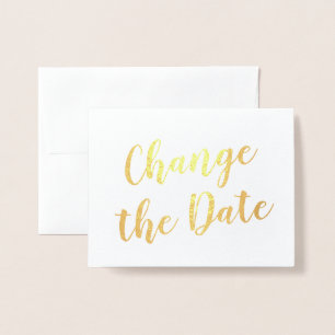 Chic Elegant Change the Date Wedding Gold Foil Card