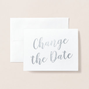 Chic Elegant Change the Date Wedding Silver Foil Card