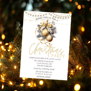 Chic Elegant Christmas Balls Stars Christmas  Invitation