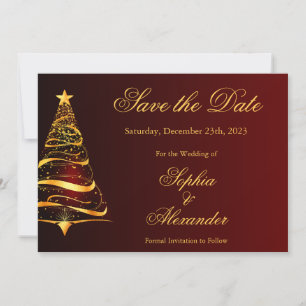 Chic Elegant Christmas Tree Wedding Save the Date Invitation