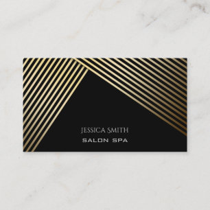 Chic elegant classy golden/black diagonal stripes business card