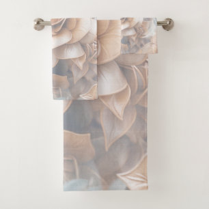 Chic,Elegant Creams & leather flower texture look Bath Towel Set